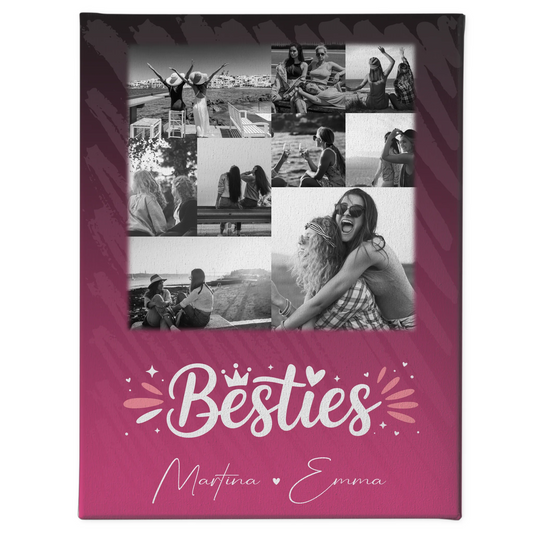 Beste Freundinnen Leinwand mit 9 Fotos Du komisch Ich komisch Geht Schief personalisiertes Geschenk 1