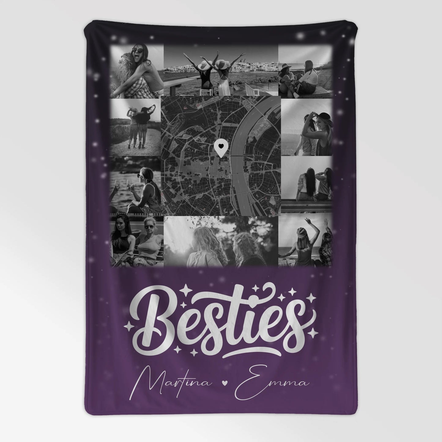 Personalisierte Decke Mit Namen 10 Fotos und Karte in der Mitte Du komisch Ich komisch Geht Schief 7