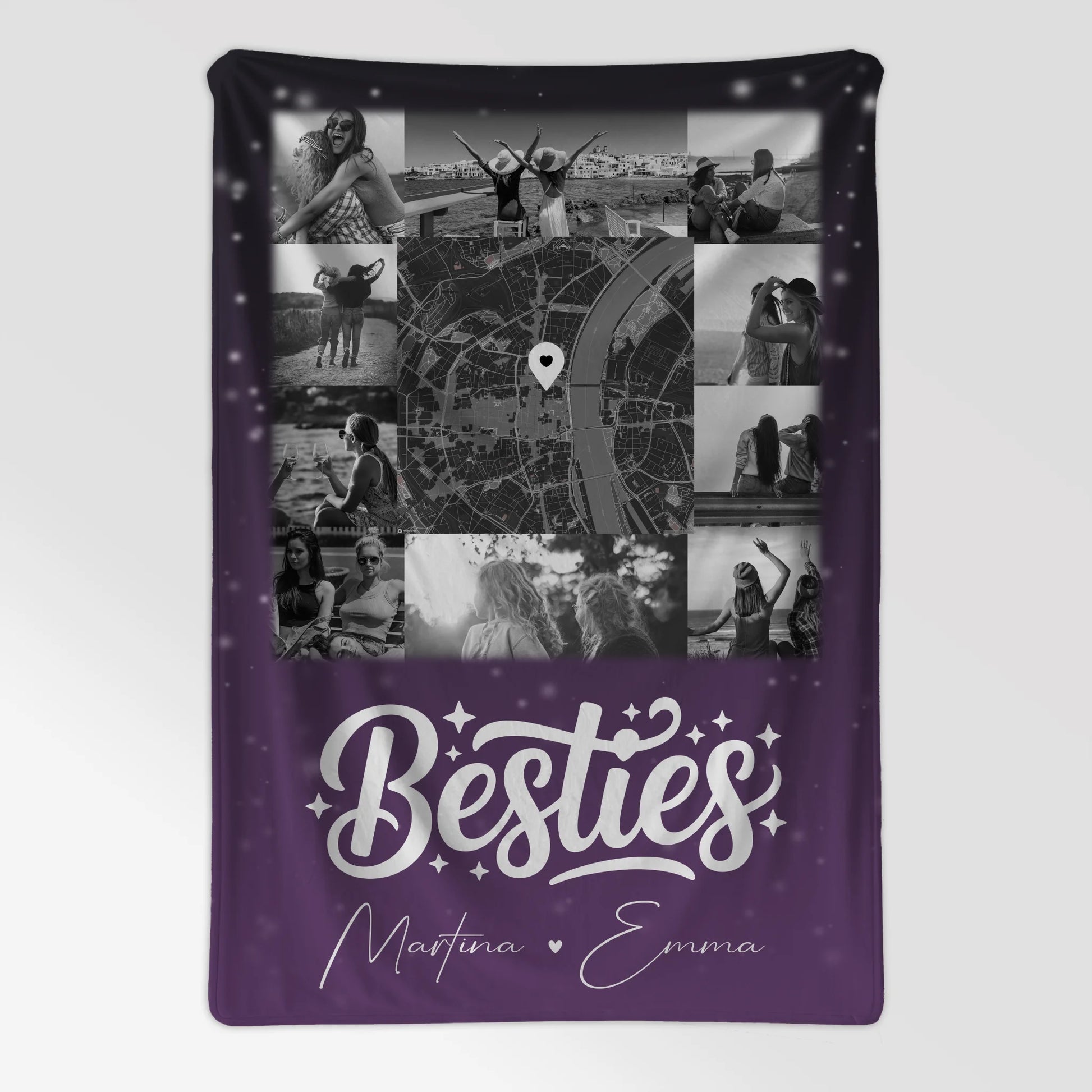 Personalisierte Decke Mit Namen 10 Fotos und Karte in der Mitte Du komisch Ich komisch Geht Schief 7