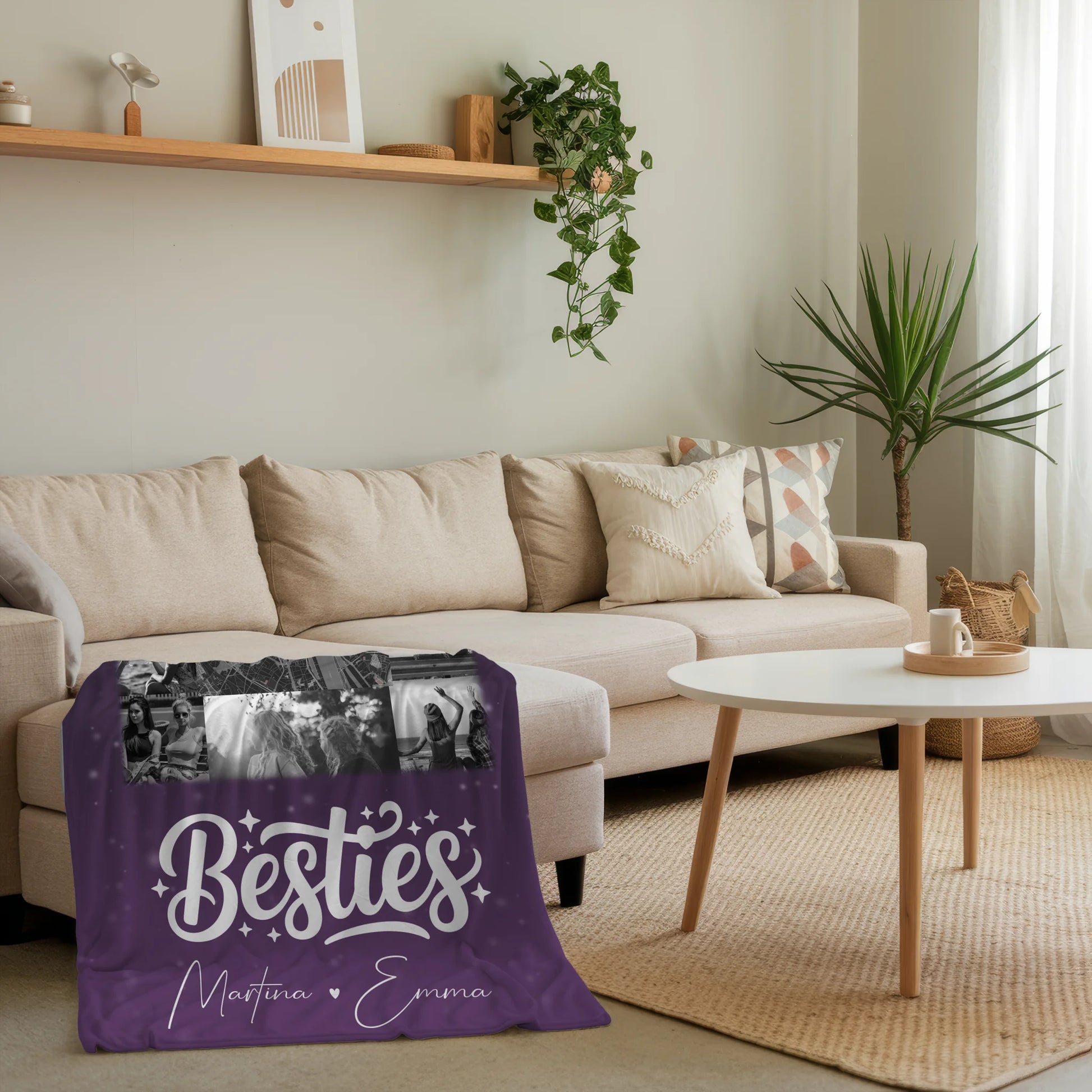 Personalisierte Decke Mit Namen 10 Fotos und Karte in der Mitte Du komisch Ich komisch Geht Schief 4