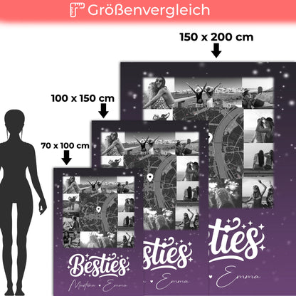 Personalisierte Decke Mit Namen 10 Fotos und Karte in der Mitte Du komisch Ich komisch Geht Schief 5