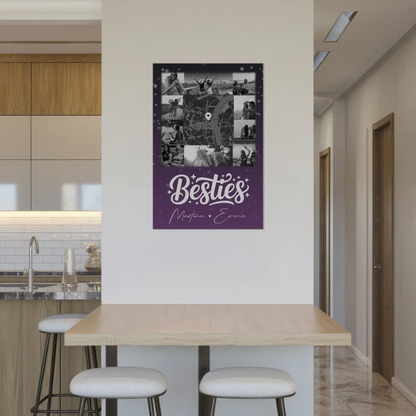 Personalisiertes Fotoboard Beste Freundin mit 10 Fotos und Karte in der Mitte 2