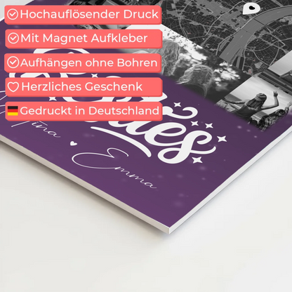Personalisiertes Fotoboard Beste Freundin mit 10 Fotos und Karte in der Mitte 4