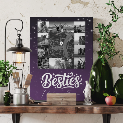 Personalisierte Leinwand beste Freundin mit 10 Fotos und Karte in der Mitte Du komisch Ich komisch Geht Schief 3