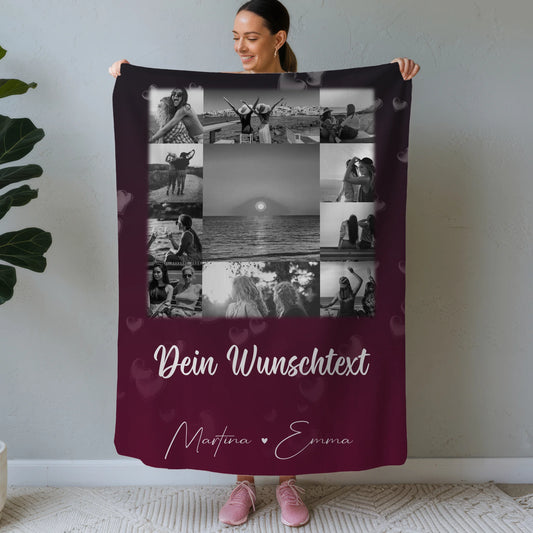 Personalisierte Decke Freundin mit 11 Fotos Wunschtext Buusenfreundin Geschenkidee 1