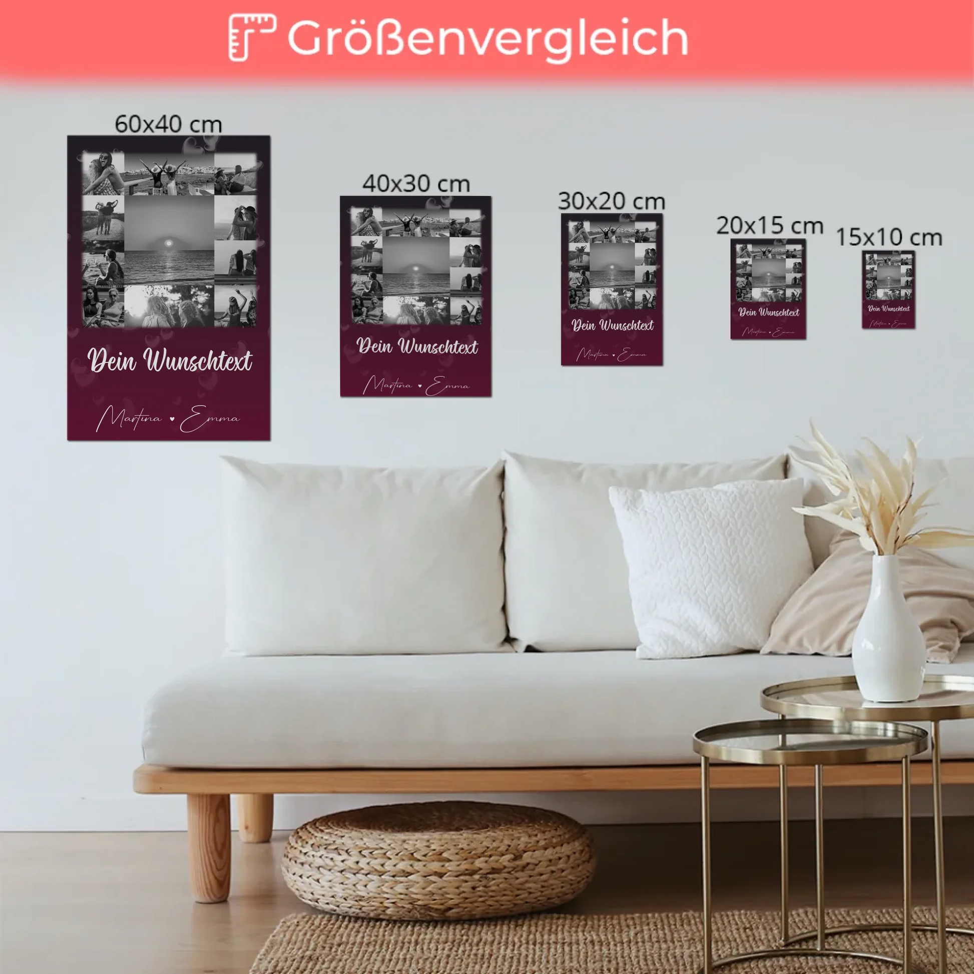 Beste Freundin Geschenk mit 11 Fotos Wunschtext Personalisiertes Poster Leinwand Buusenfreundin 6