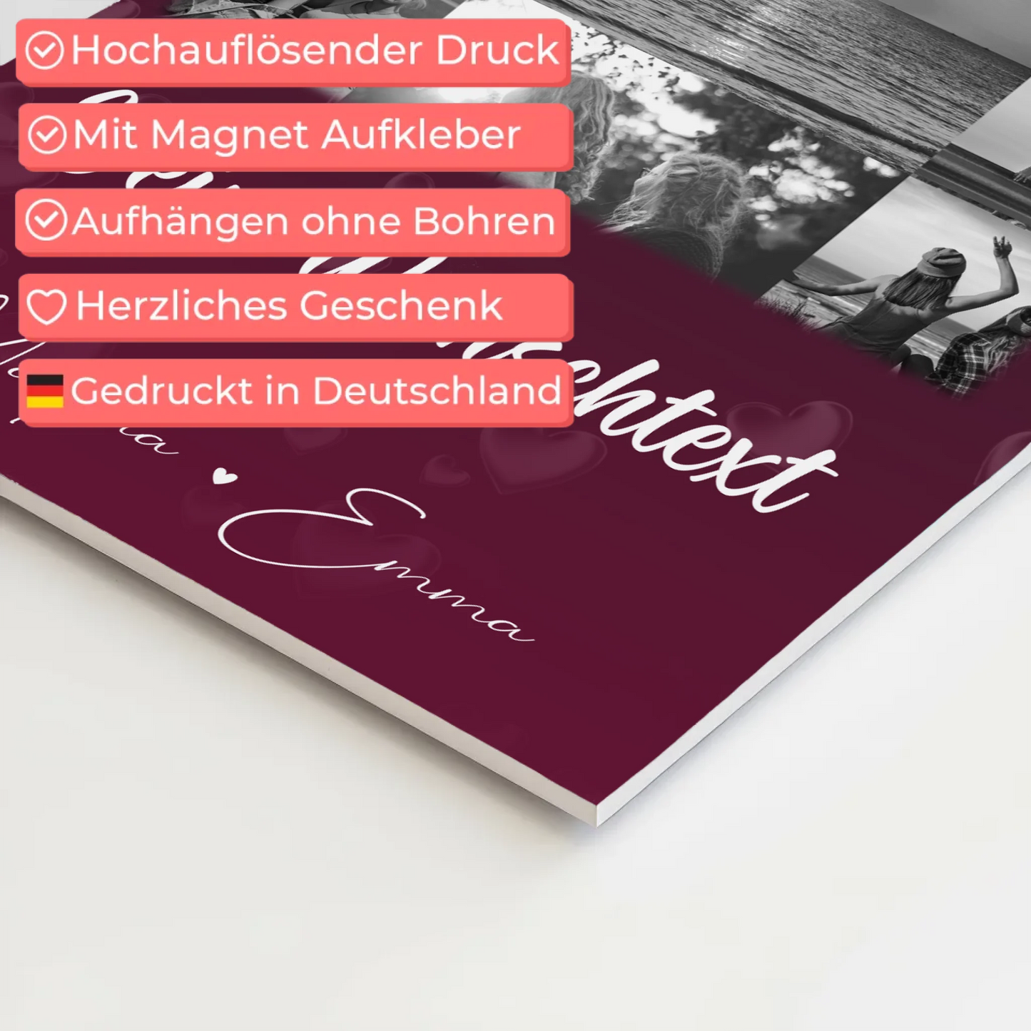 Beste Freundin Geschenk mit 11 Fotos Wunschtext Personalisiertes Poster Leinwand Buusenfreundin