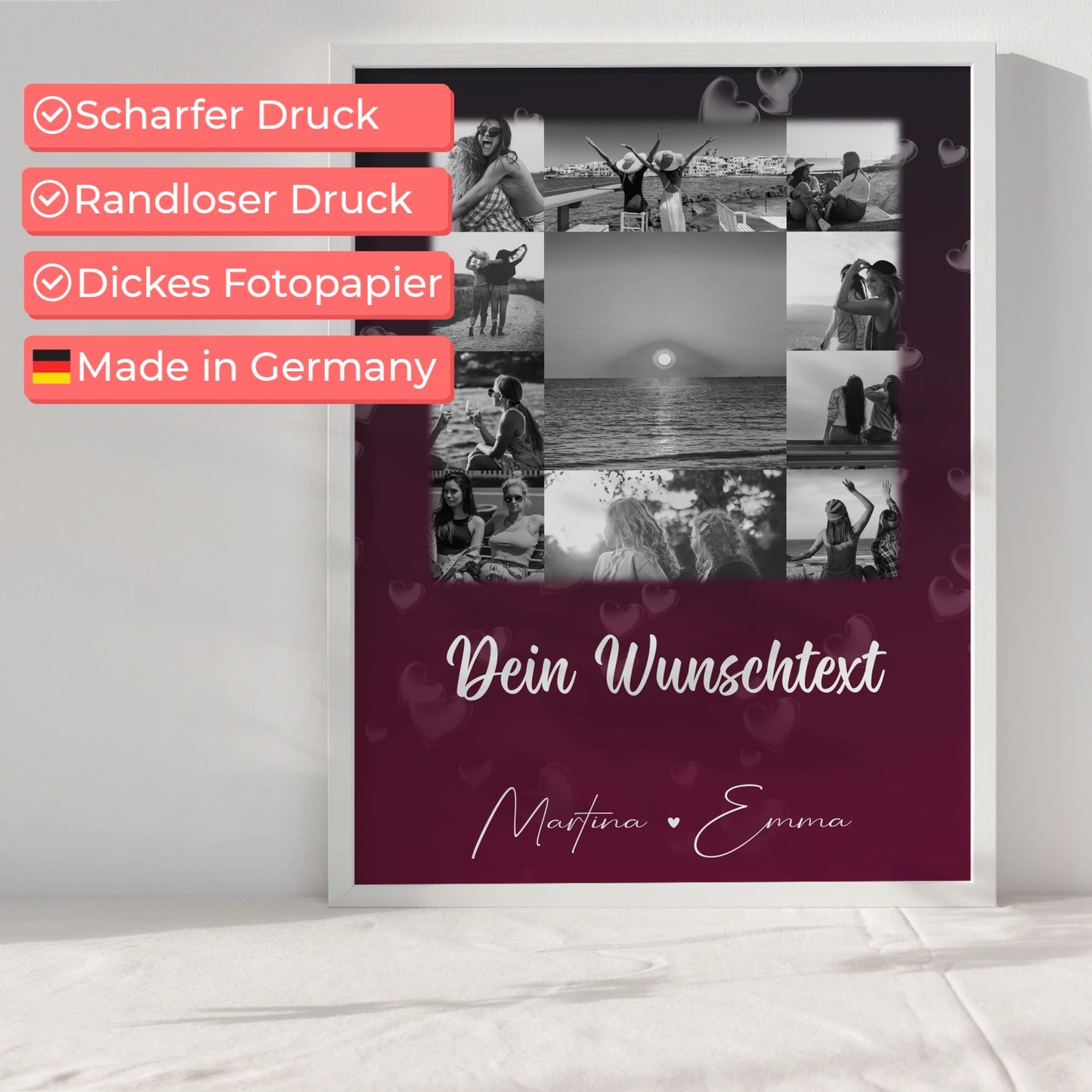 Poster beste Freundinnen mit 11 Fotos und Wunschtext für die Buusenfreundin