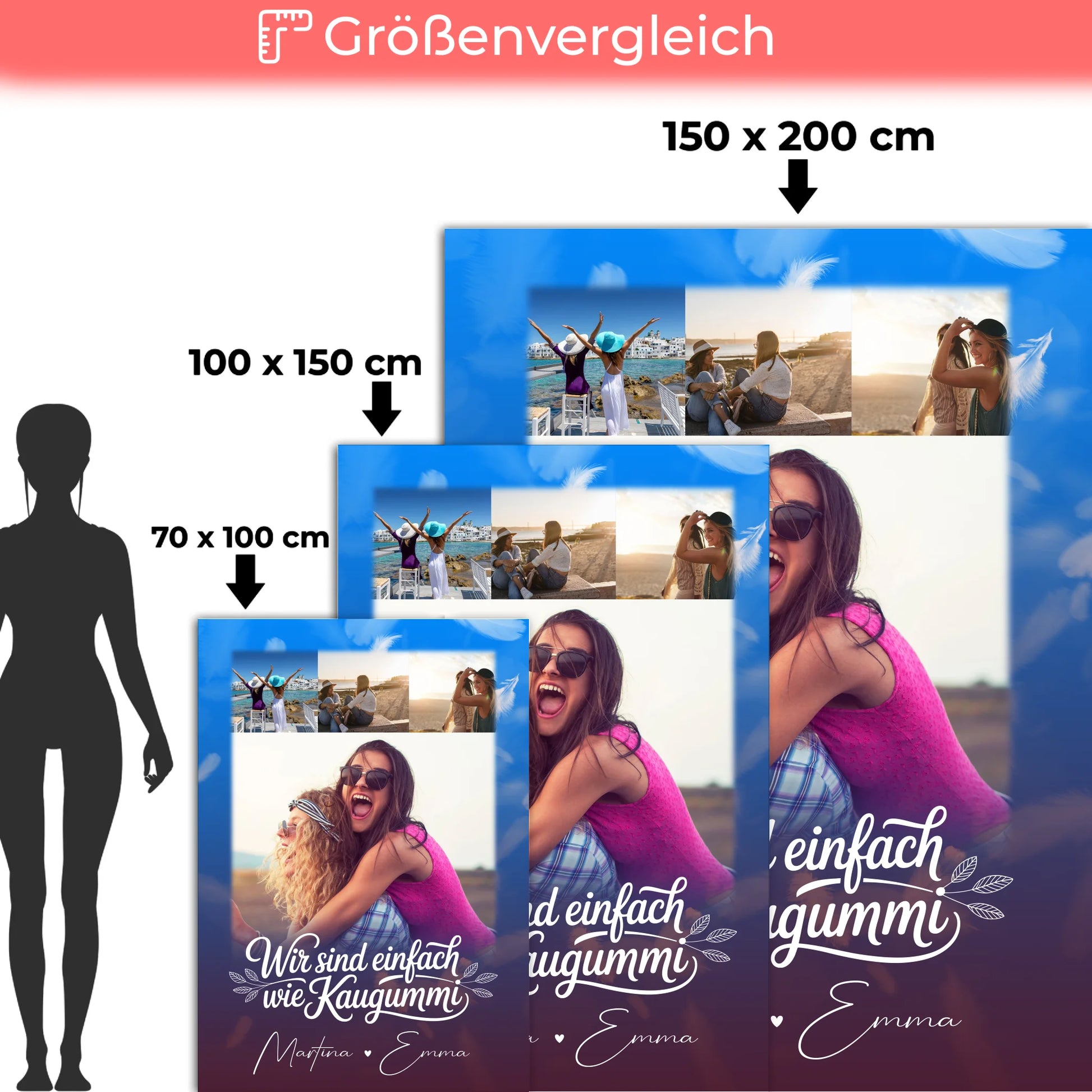 Personalisierte Decke für beste Freundin mit 4 Fotos und Buusenfreundin Geschenkidee 5