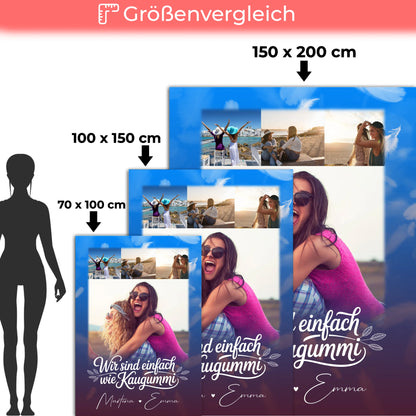 Personalisierte Decke für beste Freundin mit 4 Fotos und Buusenfreundin Geschenkidee 5