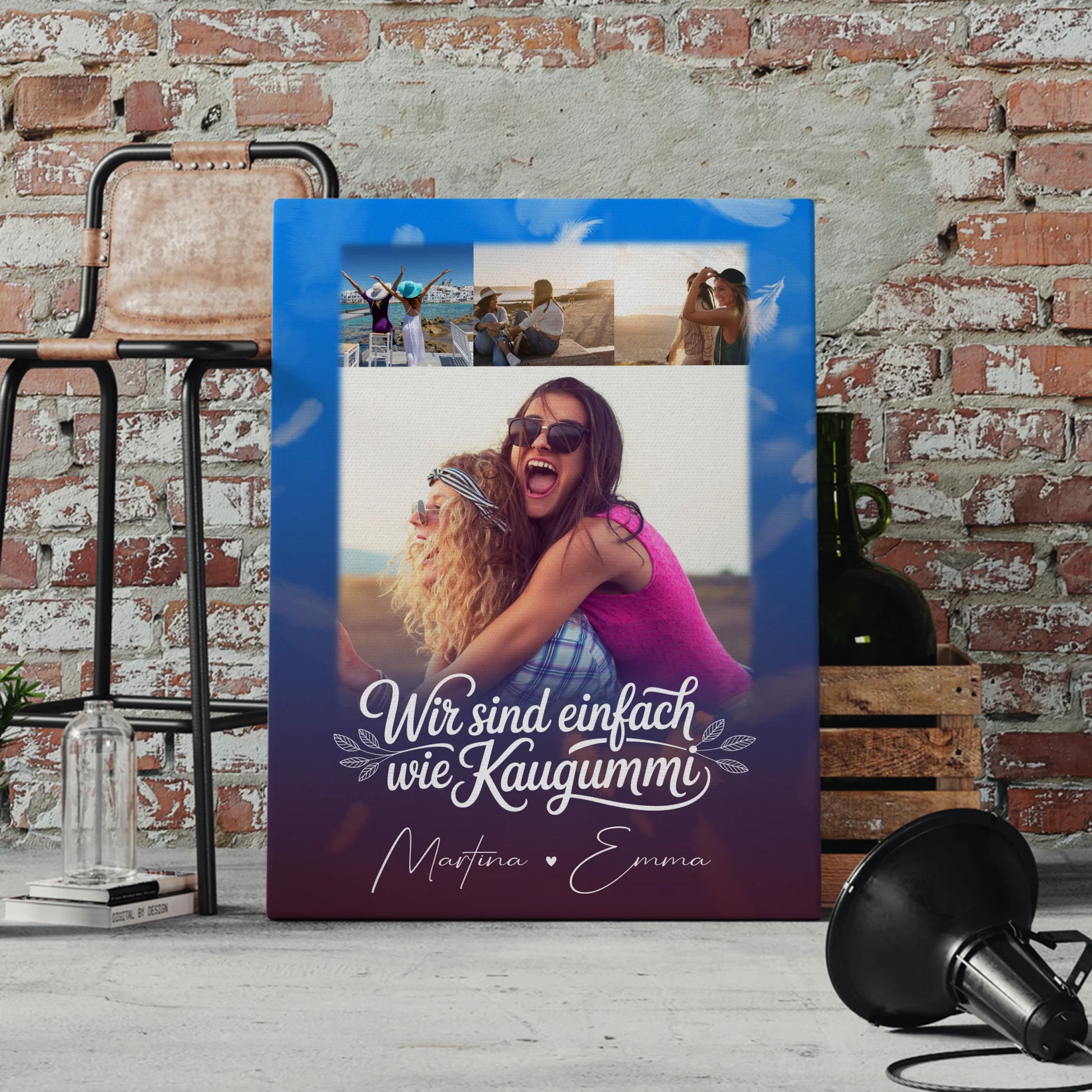 Personalisierte Leinwand beste Freundin mit 4 Fotos für Buusenfreundin Geschenkidee 4