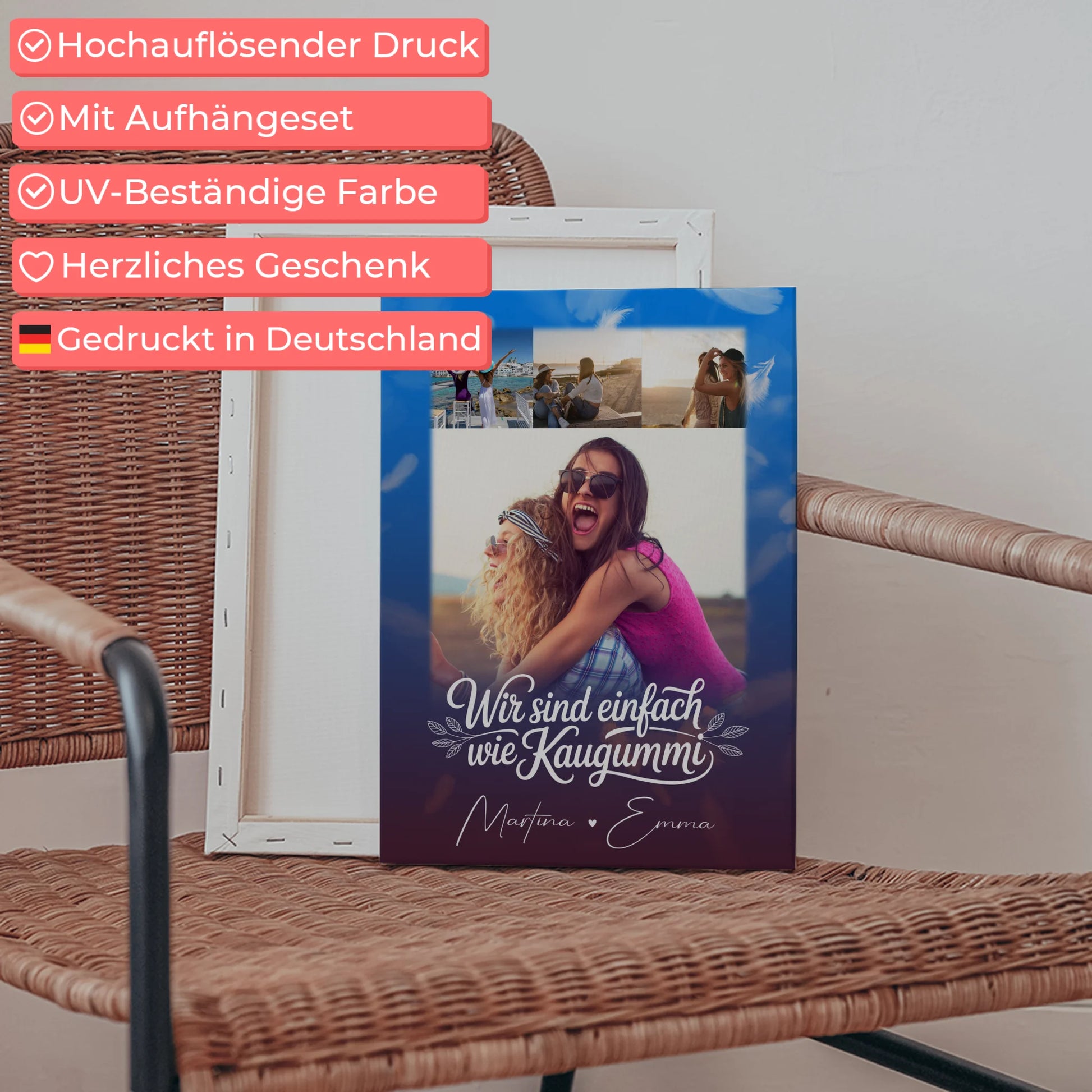 Personalisierte Leinwand beste Freundin mit 4 Fotos für Buusenfreundin Geschenkidee 5