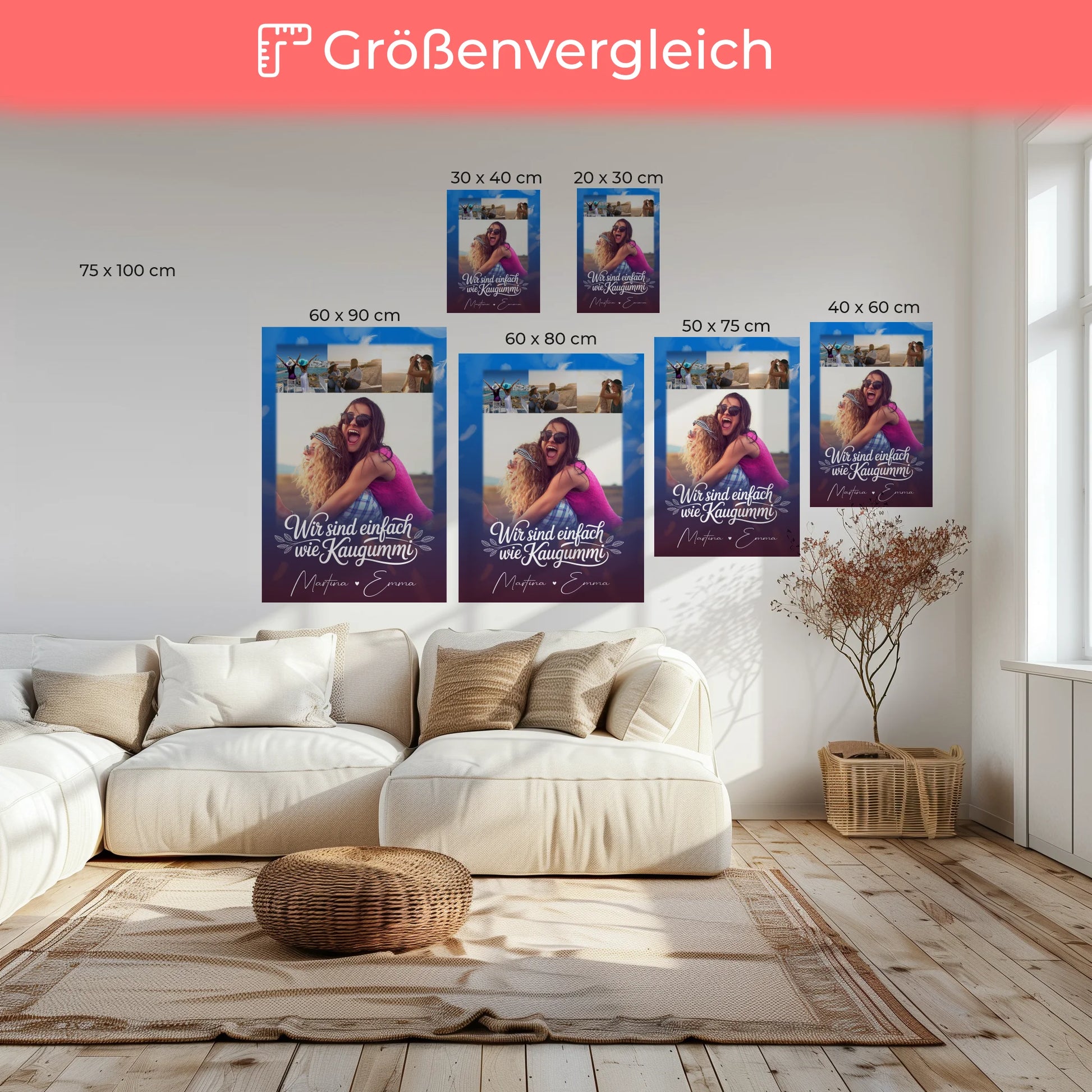 Personalisierte Leinwand beste Freundin mit 4 Fotos für Buusenfreundin Geschenkidee 6