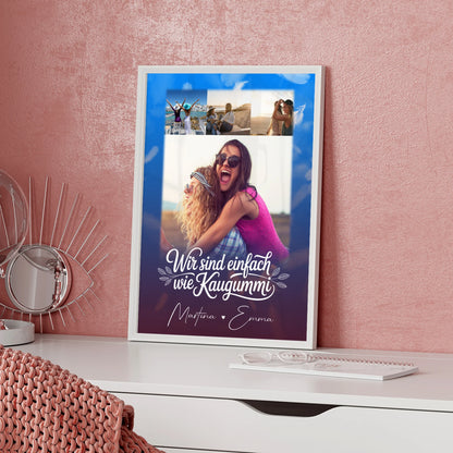 Personalisierte Poster Beste Freundin Fotocollage mit 4 Fotos als Geschenk Busenfreundin