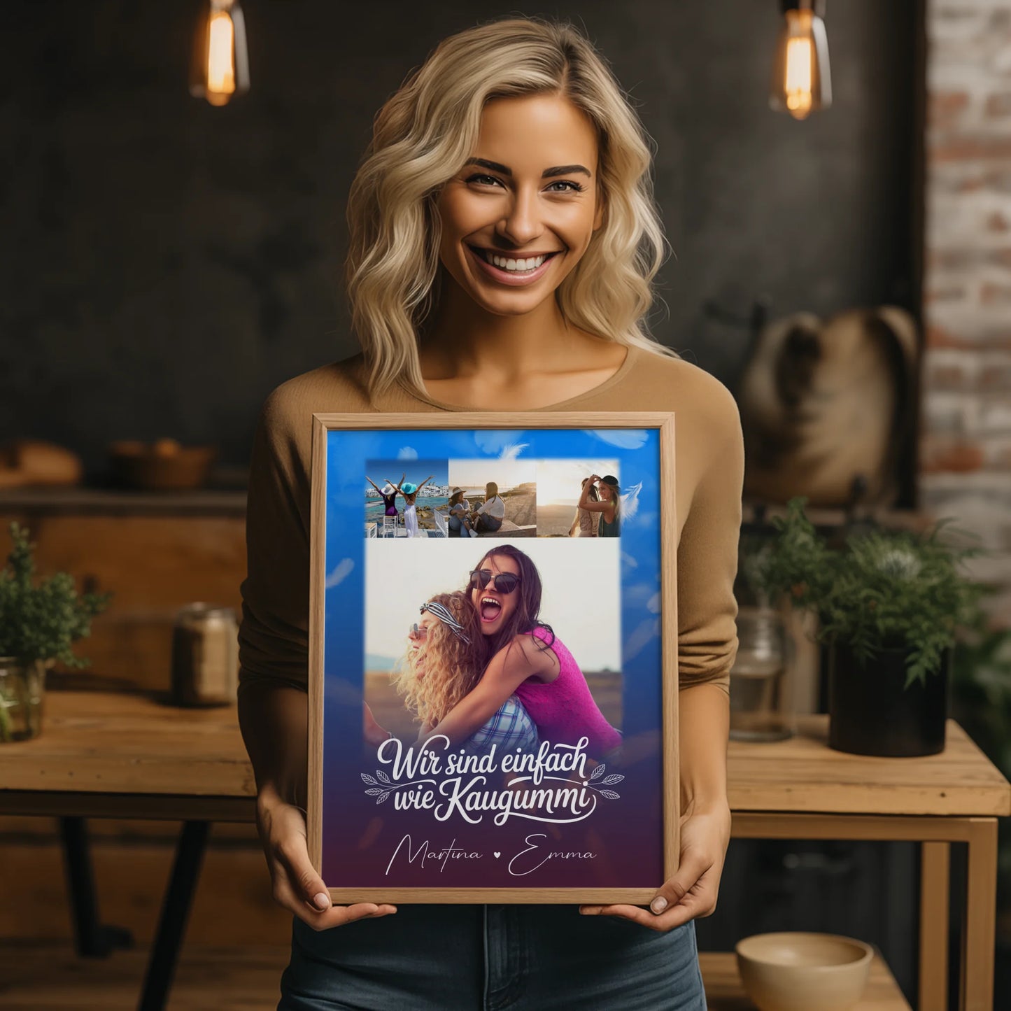 Personalisierte Poster Beste Freundin Fotocollage mit 4 Fotos als Geschenk Busenfreundin