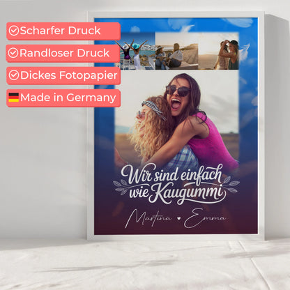 Personalisierte Poster Beste Freundin Fotocollage mit 4 Fotos als Geschenk Busenfreundin