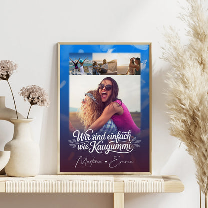 Personalisierte Poster Beste Freundin Fotocollage mit 4 Fotos als Geschenk Busenfreundin