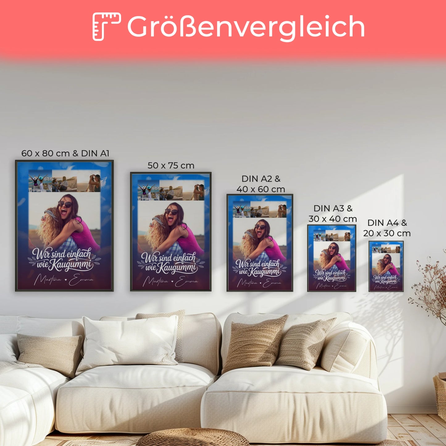Personalisierte Poster Beste Freundin Fotocollage mit 4 Fotos als Geschenk Busenfreundin