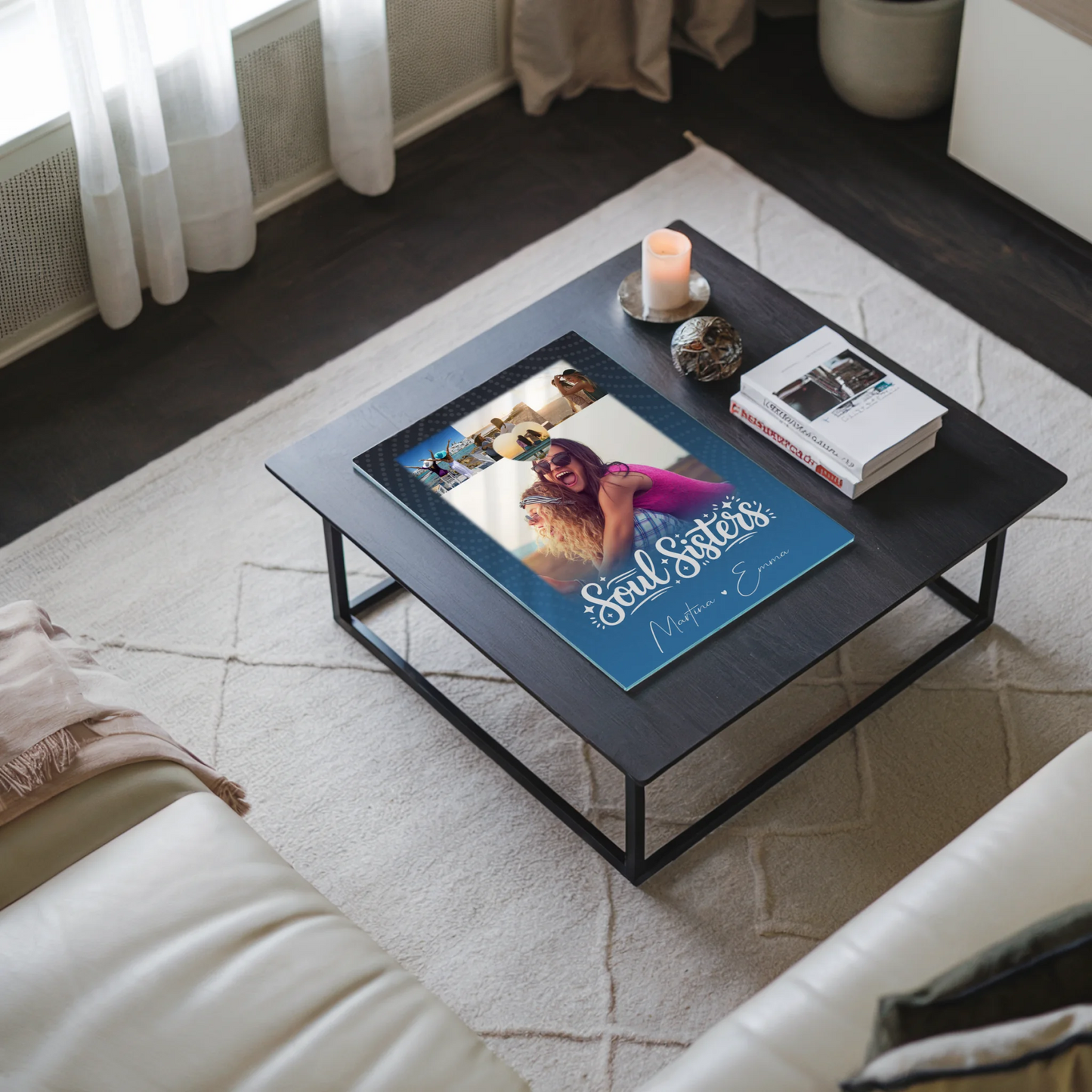 Beste Freundin Geschenk mit 4 Fotos und Herz für Läster Schwester personalisiert