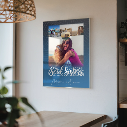 Beste Freundin Geschenk mit 4 Fotos und Herz für Läster Schwester personalisiert