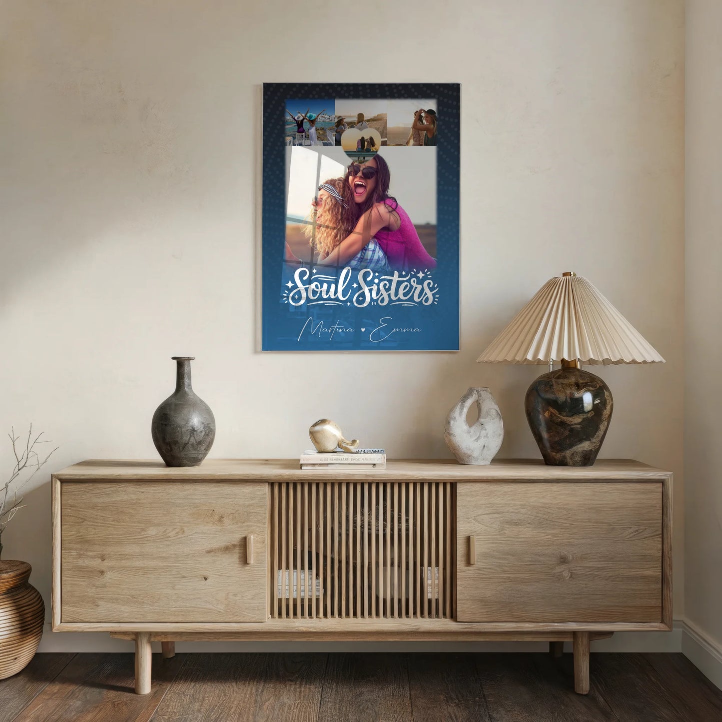 Beste Freundin Geschenk mit 4 Fotos und Herz für Läster Schwester personalisiert