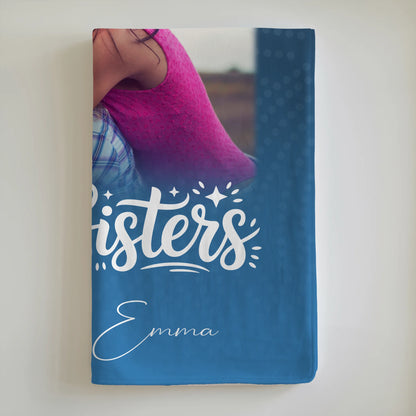Personalisierte Decke beste Freundin mit 4 Fotos und Herz für Läster Schwester 6