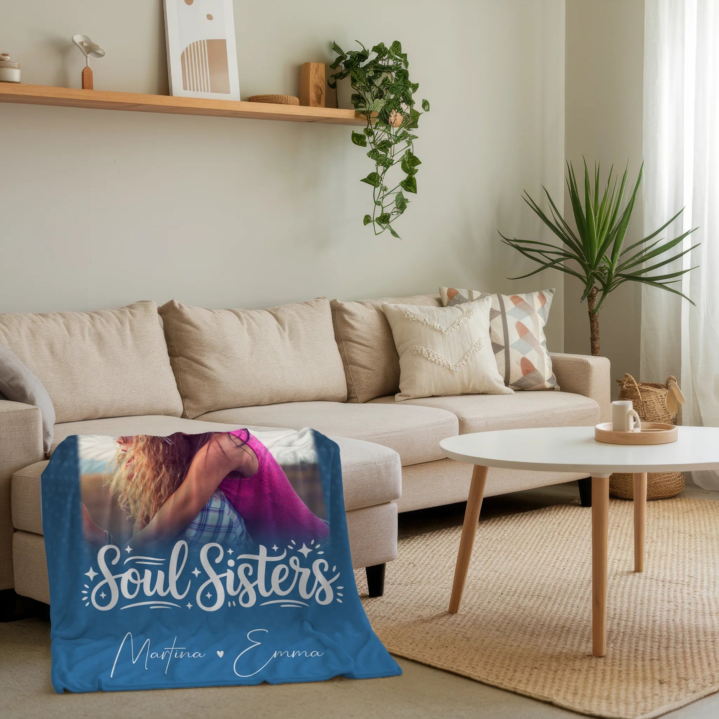 Personalisierte Decke beste Freundin mit 4 Fotos und Herz für Läster Schwester 4