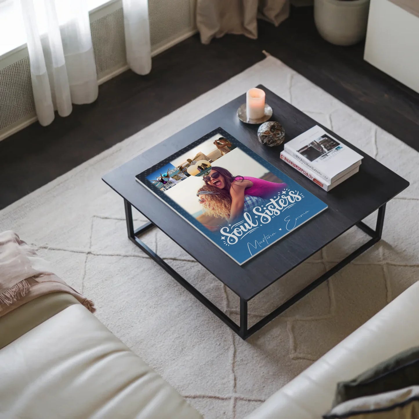 Freundinnen Bild Personalisiert mit 4 Fotos und Kleinem Herz für Läster Schwester 3