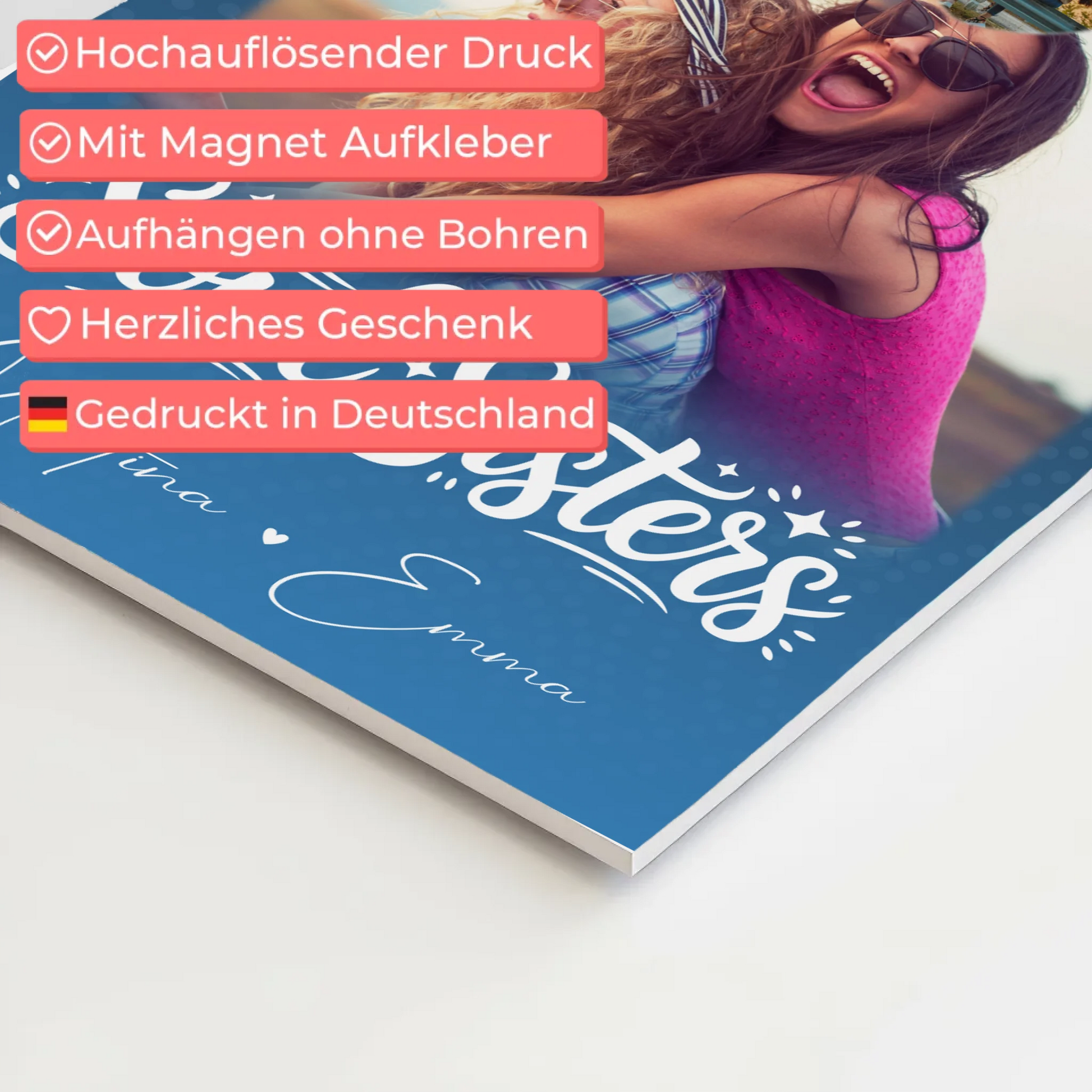 Freundinnen Bild Personalisiert mit 4 Fotos und Kleinem Herz für Läster Schwester 4