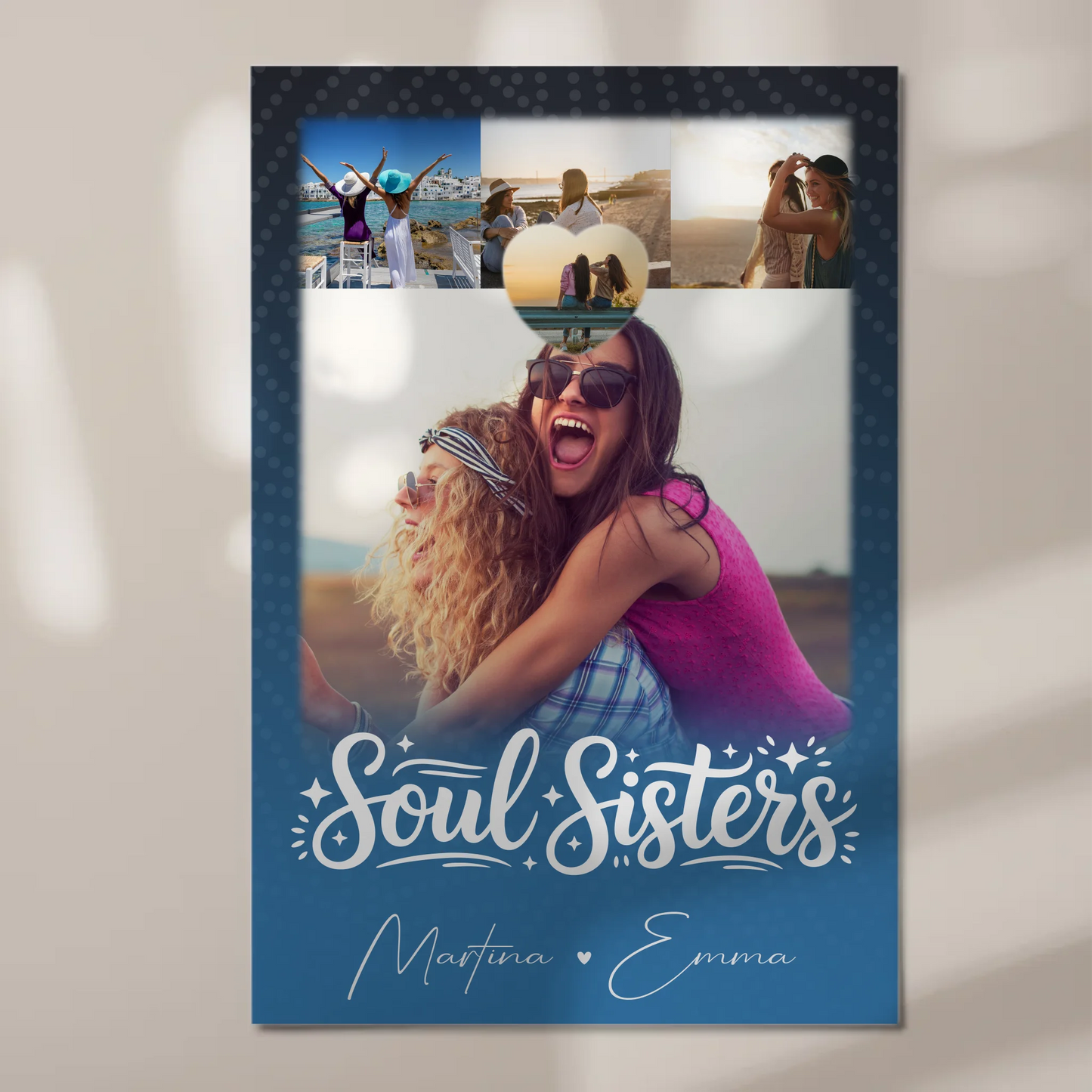 Freundinnen Bild Personalisiert mit 4 Fotos und Kleinem Herz für Läster Schwester
