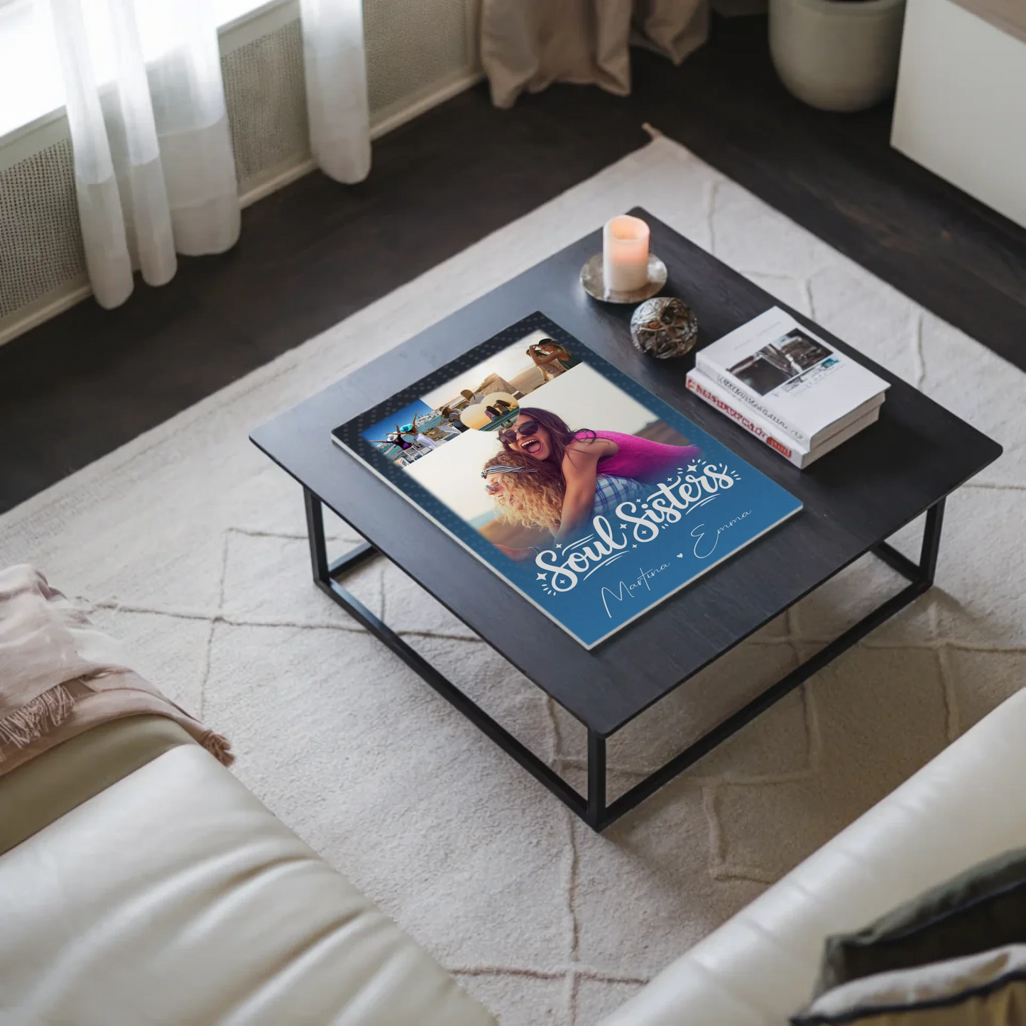 Freundinnen Bild Personalisiert mit 4 Fotos und Kleinem Herz für Läster Schwester