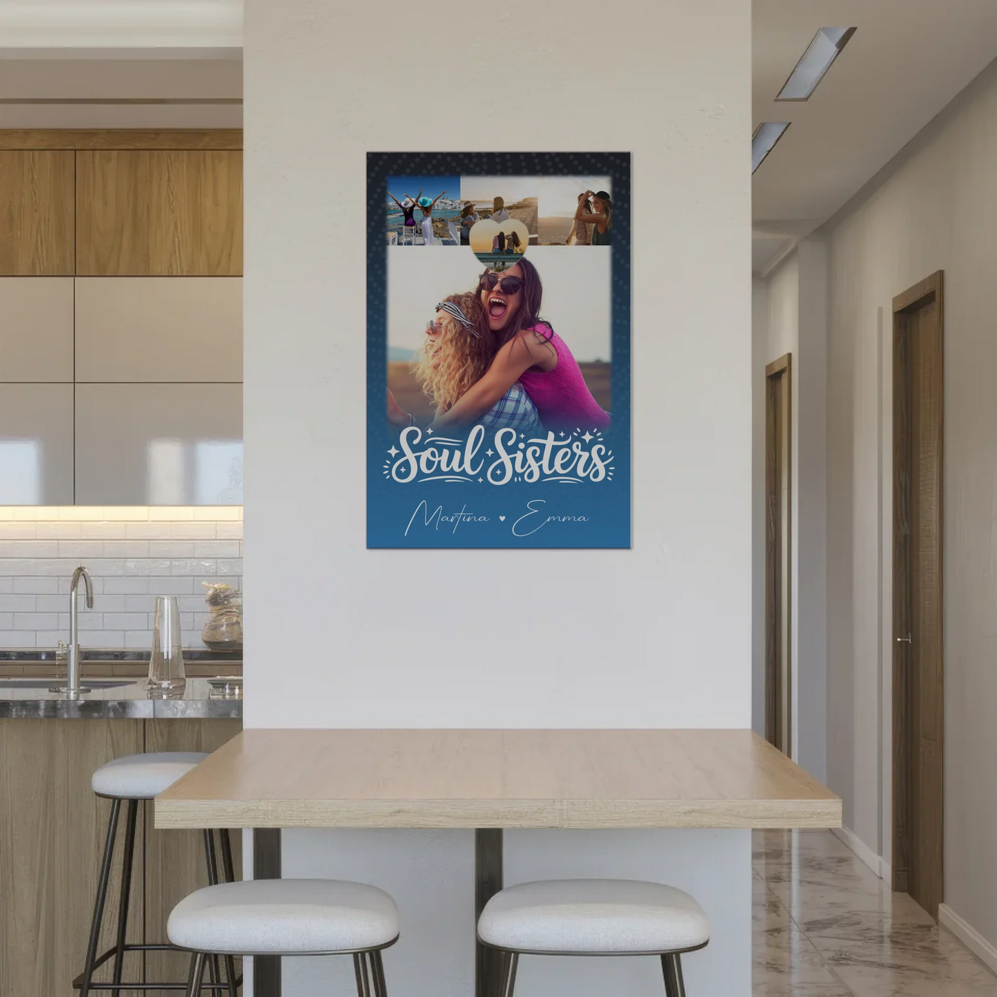Freundinnen Bild Personalisiert mit 4 Fotos und Kleinem Herz für Läster Schwester