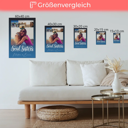 Freundinnen Bild Personalisiert mit 4 Fotos und Kleinem Herz für Läster Schwester