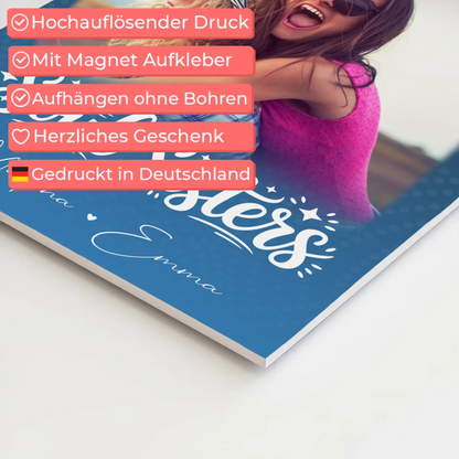 Freundinnen Bild Personalisiert mit 4 Fotos und Kleinem Herz für Läster Schwester