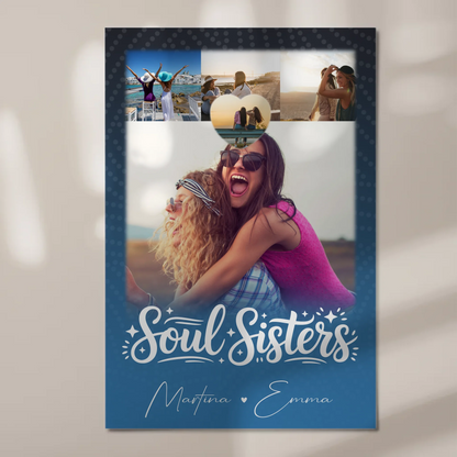 Freundinnen Bild Personalisiert mit 4 Fotos und Kleinem Herz für Läster Schwester