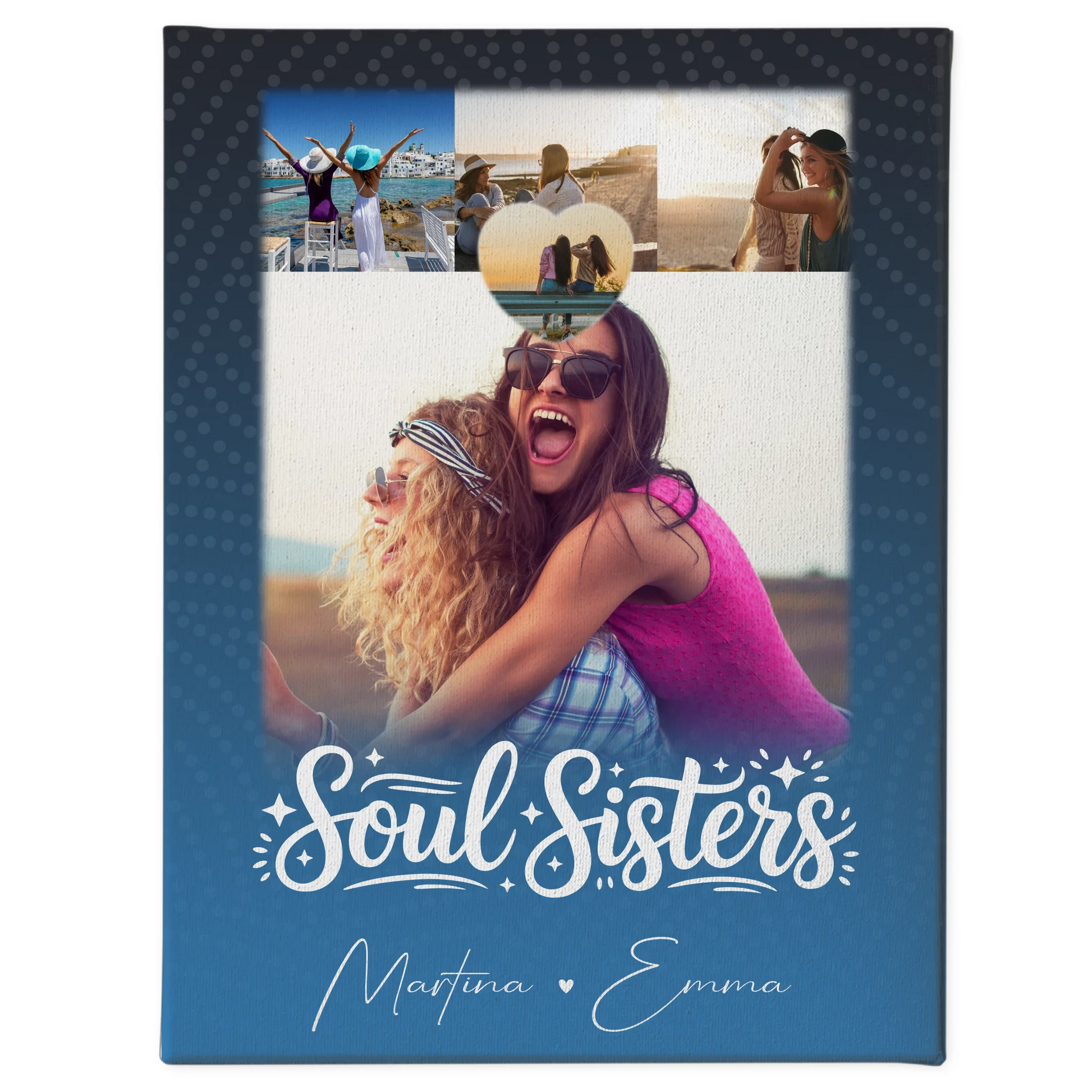 Leinwand mit Foto beste Freundin 4 Fotos und 1 Herz für Läster Schwester 1