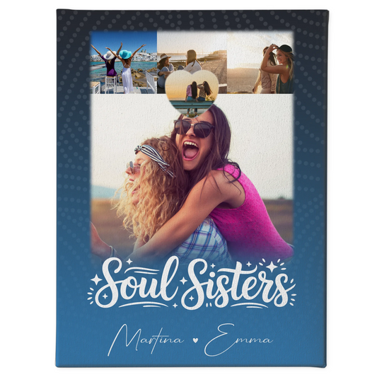 Leinwand mit Foto beste Freundin 4 Fotos und 1 Herz für Läster Schwester 1