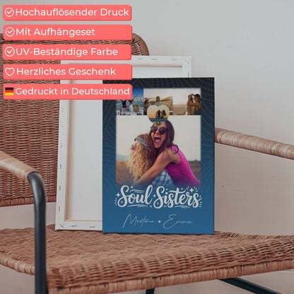 Leinwand mit Foto beste Freundin 4 Fotos und 1 Herz für Läster Schwester 5