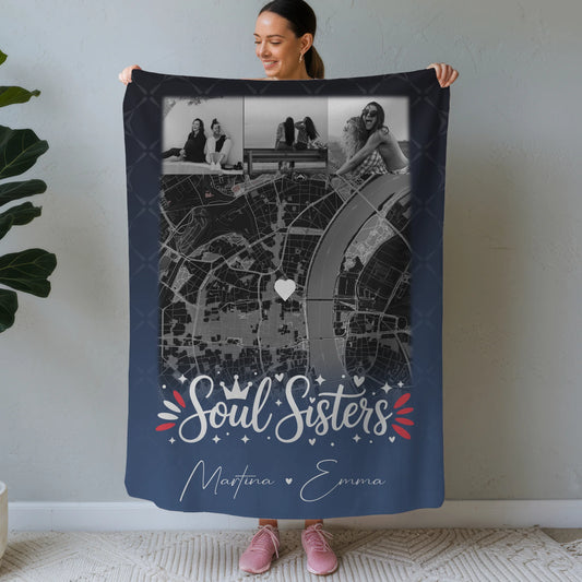 Decke Mit Namen 4 Fotos und Karte Buusenfreundin Personalisiertes Geschenk 1