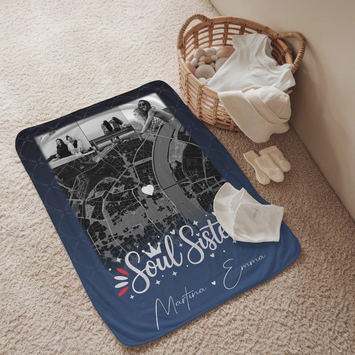 Decke Mit Namen 4 Fotos und Karte Buusenfreundin Personalisiertes Geschenk 2