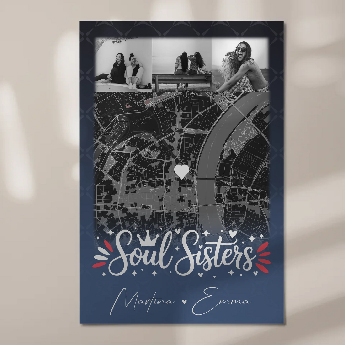 Personalisierbares Fotoboard Beste Freundin mit 4 Fotos und Karte Buusenfreundin 1