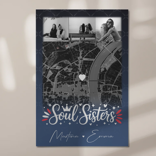 Personalisierbares Fotoboard Beste Freundin mit 4 Fotos und Karte Buusenfreundin 1