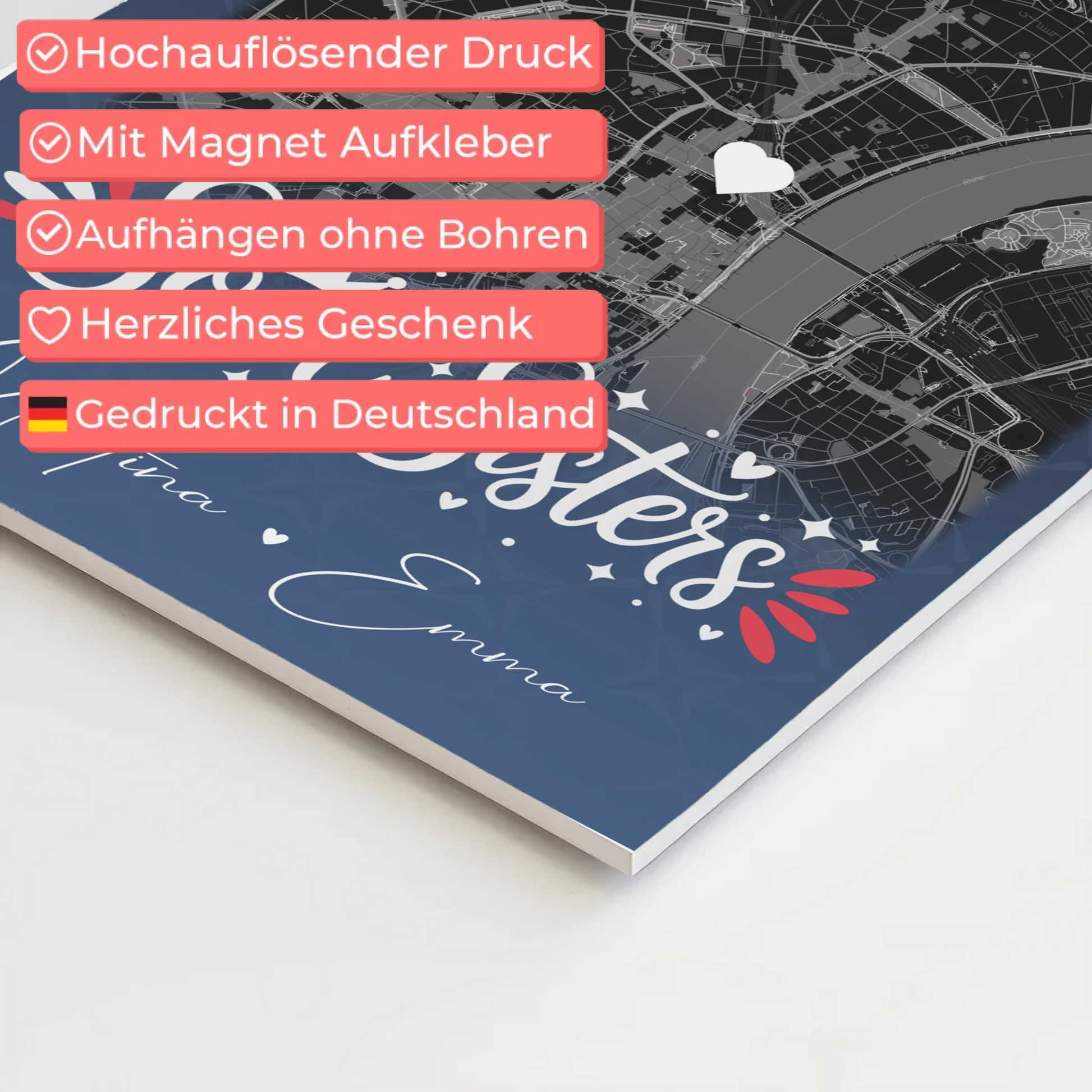 Personalisierbares Fotoboard Beste Freundin mit 4 Fotos und Karte Buusenfreundin 4