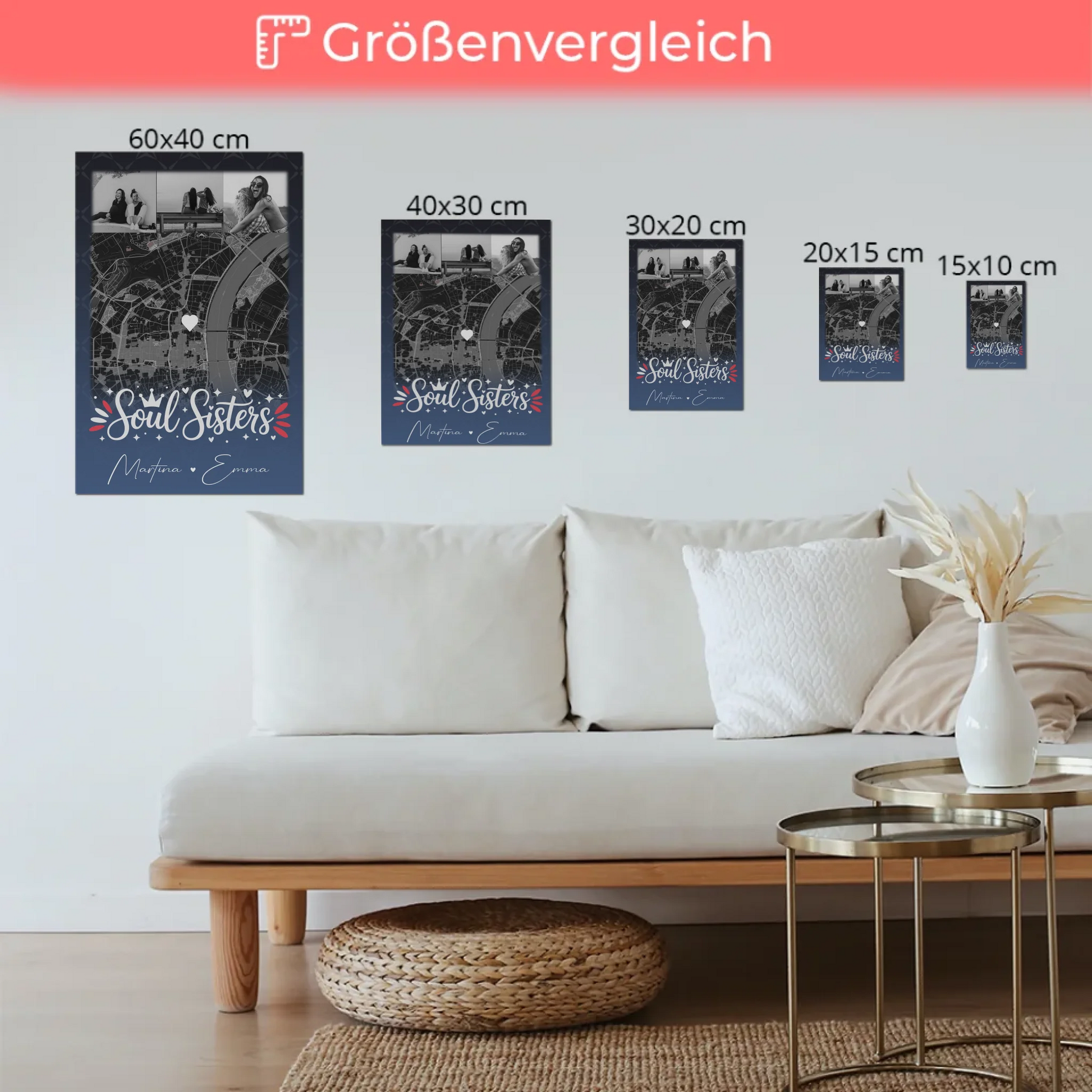 Personalisierbares Fotoboard Beste Freundin mit 4 Fotos und Karte Buusenfreundin 6