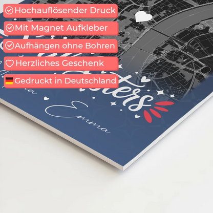 Personalisierbares Fotoboard Beste Freundin mit 4 Fotos und Karte Buusenfreundin