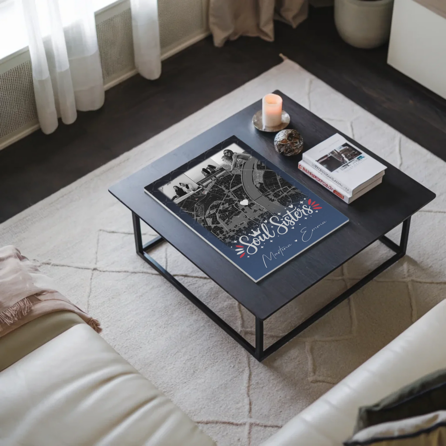 Personalisierbares Fotoboard Beste Freundin mit 4 Fotos und Karte Buusenfreundin