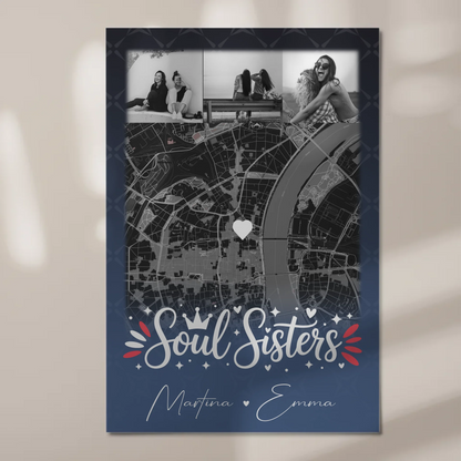 Personalisierbares Fotoboard Beste Freundin mit 4 Fotos und Karte Buusenfreundin