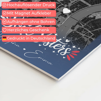 Personalisierbares Fotoboard Beste Freundin mit 4 Fotos und Karte Buusenfreundin