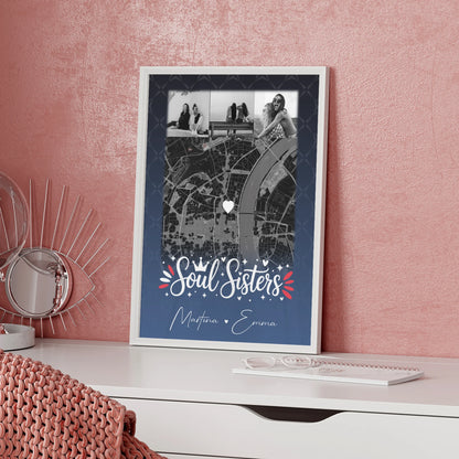 Fotoposter Beste Freundin mit 4 Fotos und Karte für Busenfreundin