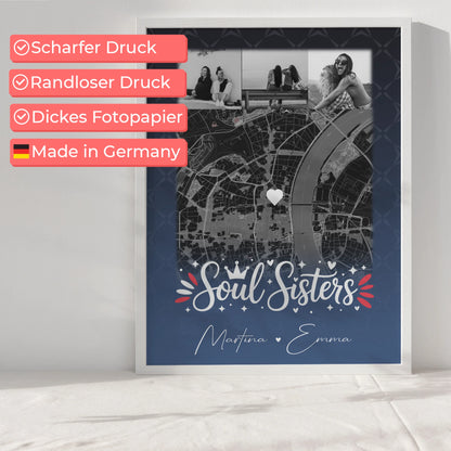 Fotoposter Beste Freundin mit 4 Fotos und Karte für Busenfreundin